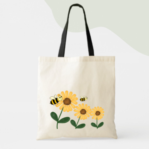 BeeFlower Canvas Cotton Tote